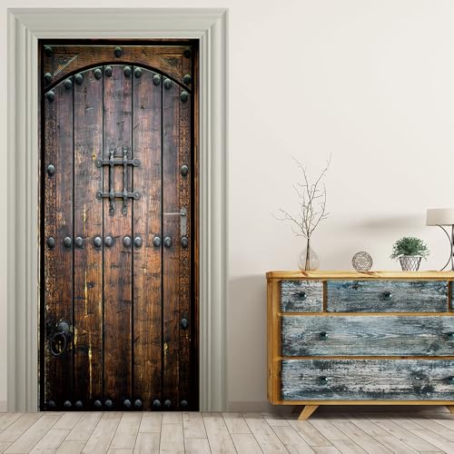 VIRANDA 3D Door Stickers Murals Peel and Stick - Wooden Door - Wallpaper Self-Adhesive Decals Removable PVC Waterproof Poster for Bedroom Living Room Wall Decoration 30.3" x 78.7" - Image 2