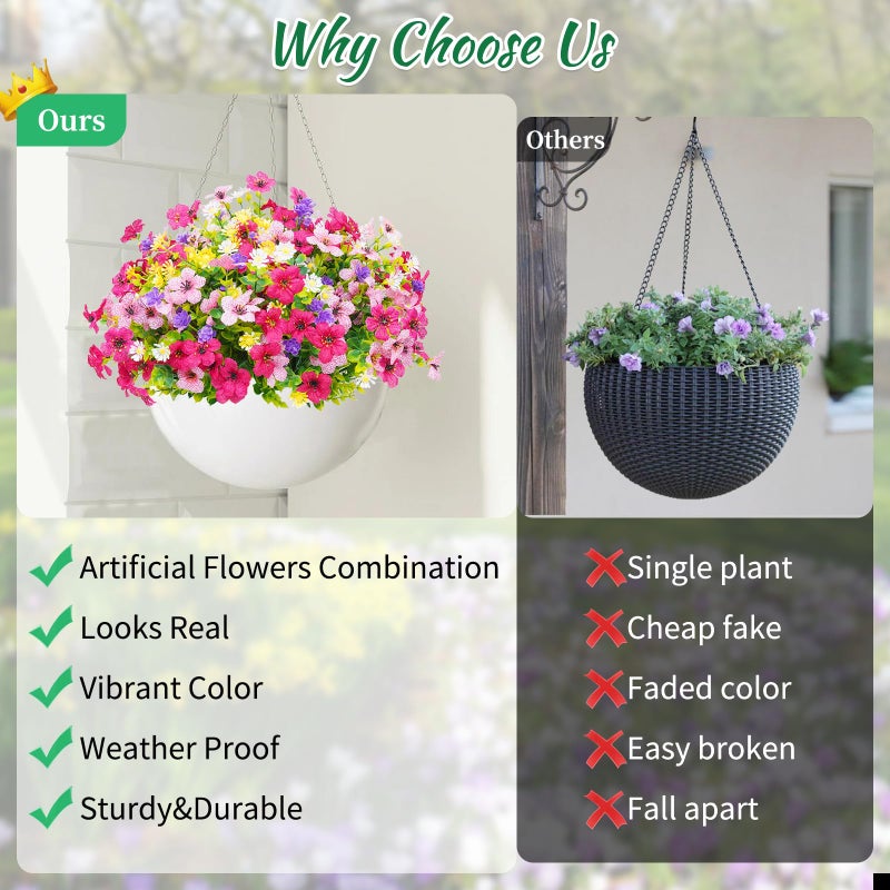 BLEUM CADE 12 Bundles Artificial Flowers for Outdoors, UV Resistant Fake Outdoor Flowers, Realistic Faux Outdoor Flowers for Decoration, Outside Fake Plants for Porch Garden Decor - Image 4