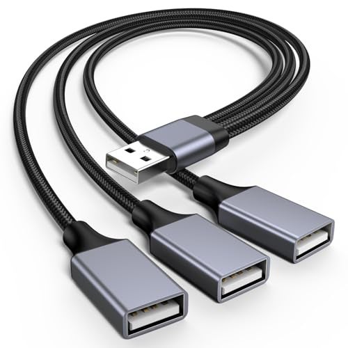 KAYQINHO USB Y Splitter 1 in 3 Out, USB Male to 3 Female Cable for PC, Tablet, Laptop, MacBook, Keyboard, PS4, PS5, Mouse, FlashDrive, LED, Etc. - Image 1