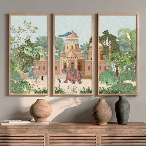 kotart - Painting for wall Decoration |Traditional Indian Art Pichwai Wall Décor Paintings | Traditional Indian Art Pichwai Wall Décor Paintings Set of 3 (10X19 INCH, C) - Image 1