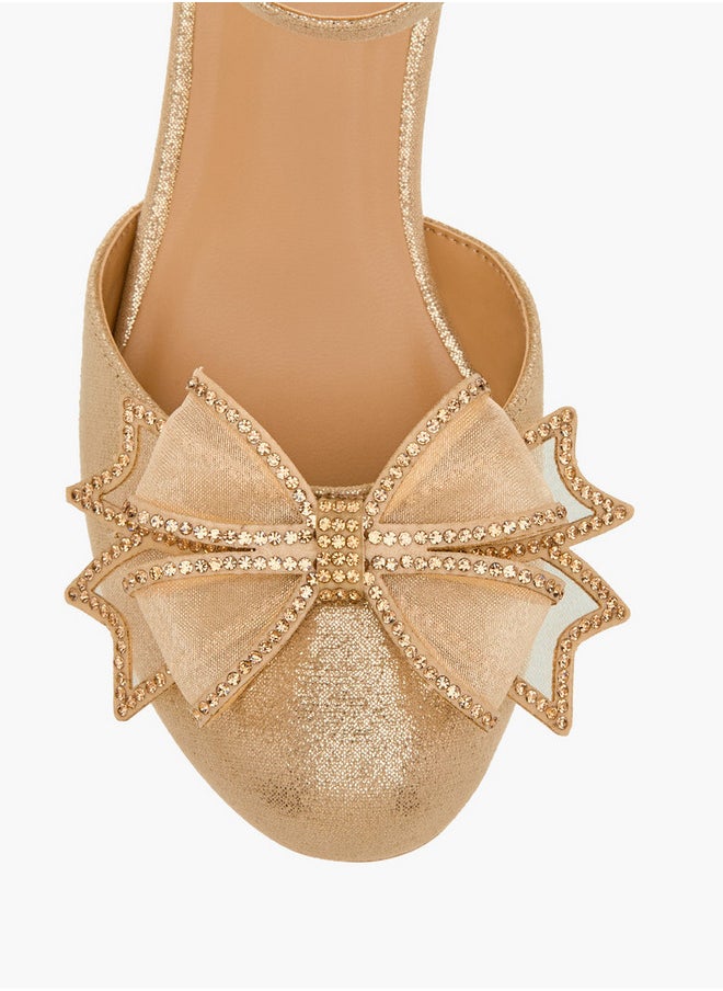 Celeste Bow Embellished Closed Feet Shoes with Hook and Loop Closure  - Image 4