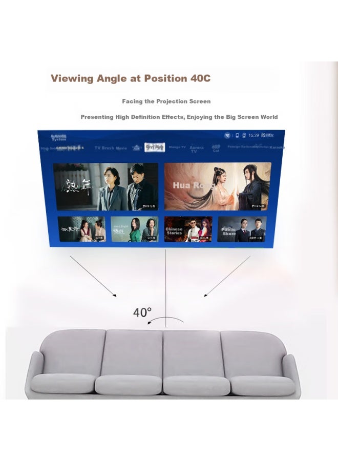 Aske 100-inch High Gain Anti-light Projection Screen With Stand, Dual-use Wall Mount Without Drilling, Support 4k Hd 3d Projection, 16:9 Reflective Anti-light Screen For Office And Portable Use - Image 2