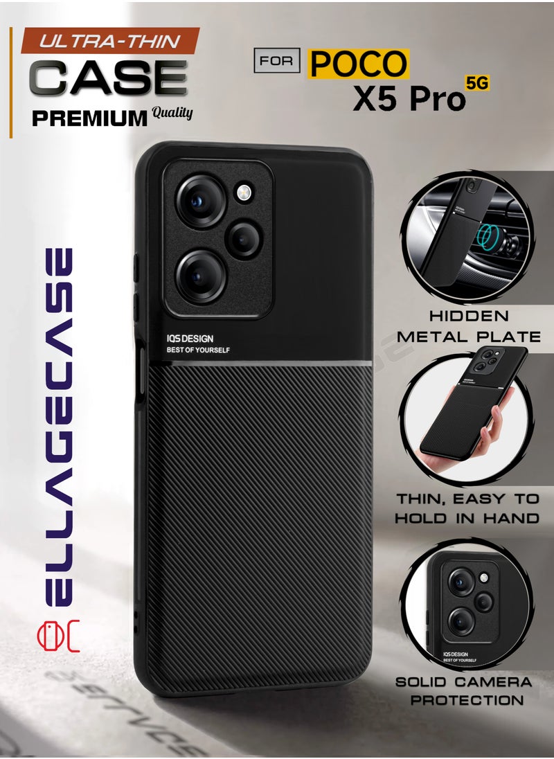 ELLAGECASE Premium Ultra-Thin Case for Xiaomi Poco X5 Pro 5G, Hidden Metal Plate, Slim Design, Easy to Hold, and Enhanced Camera Protection  - Image 1