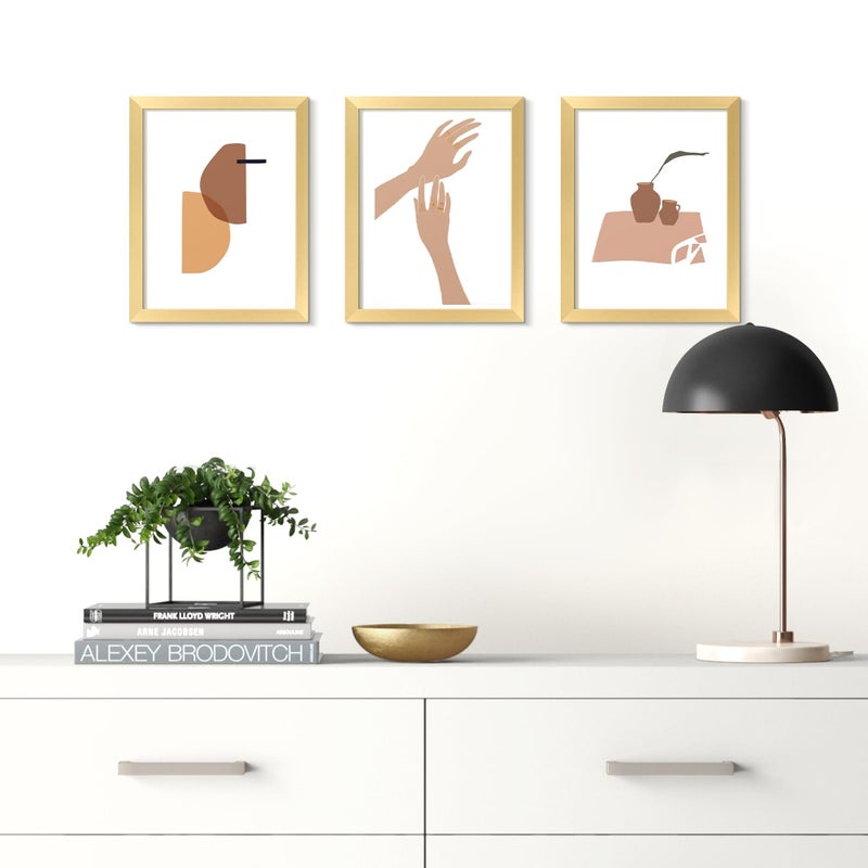 upsimples upsimples 8.5x11 Picture Frame Set of 5  Display Pictures 6x8 with Mat or 8.5 by 11 Without  Wall Gallery Photo Frames  Gold - Image 2