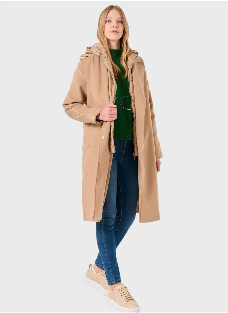 Jimmy Key Pocket Detail Hooded Coat