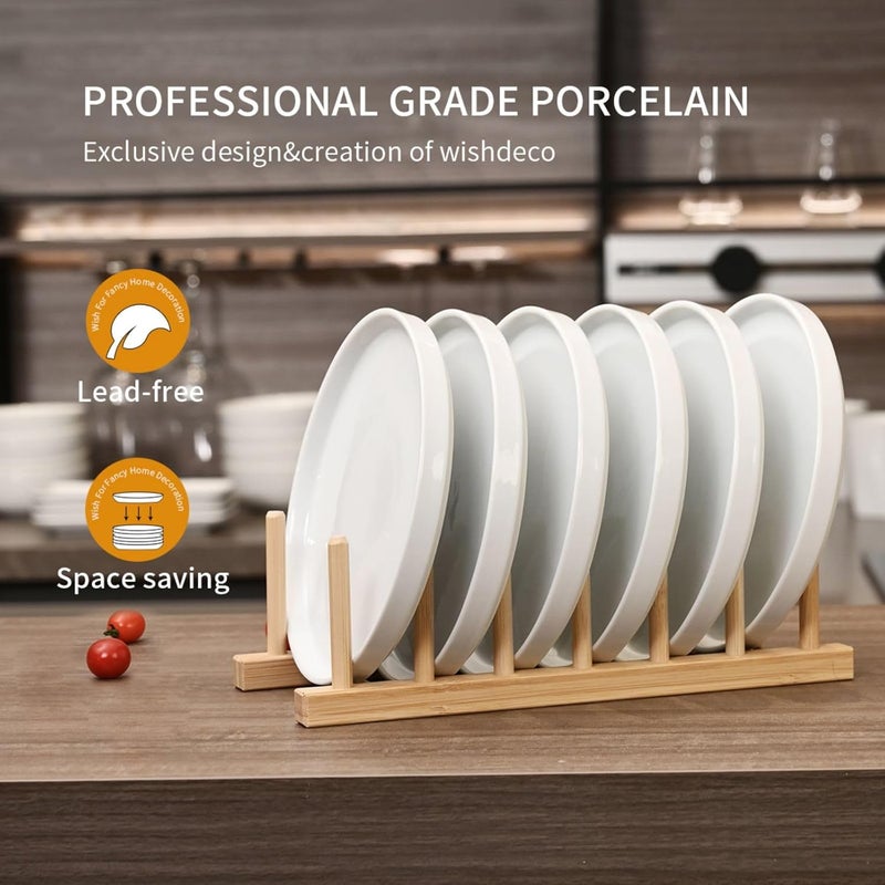 WishDeco طقم أطباق مقبلات سيراميك من 6 أطباق حلوى صغيرة 7 بوصة 18 سم أطباق سلطة بيضاء دائرية آمنة للاستخدام في الميكروويف وغسالة الصحون - Image 4