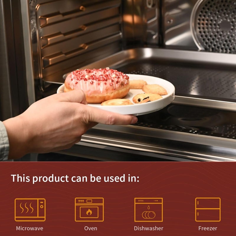 WishDeco طقم أطباق مقبلات سيراميك من 6 أطباق حلوى صغيرة 7 بوصة 18 سم أطباق سلطة بيضاء دائرية آمنة للاستخدام في الميكروويف وغسالة الصحون - Image 5
