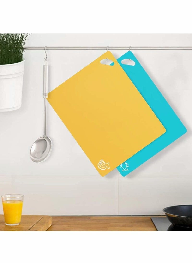 SYOSI 6 Pack Flexible Plastic Cutting Board Mats Colored Mats With Food Icons BPA-Free Non-Porous Gripped Back and Dishwasher Safe - Image 3