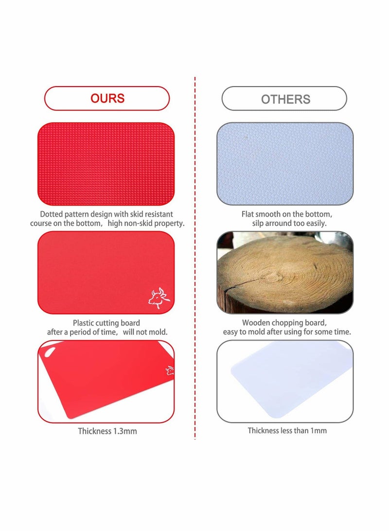SYOSI 6 Pack Flexible Plastic Cutting Board Mats Colored Mats With Food Icons BPA-Free Non-Porous Gripped Back and Dishwasher Safe - Image 5