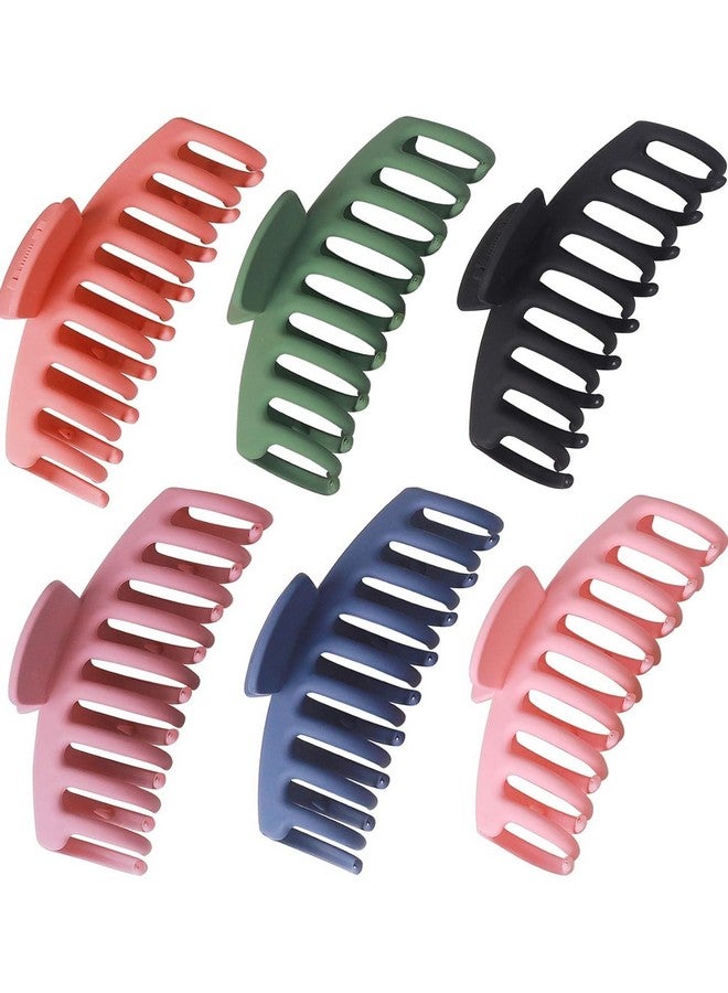Blubby 6 Pcs Big Hair Claw Clips 4.33 Inch Matte Large Claw Clips Nonslip Strong Hold for Women and Girls Hair (6 colors) - Image 1