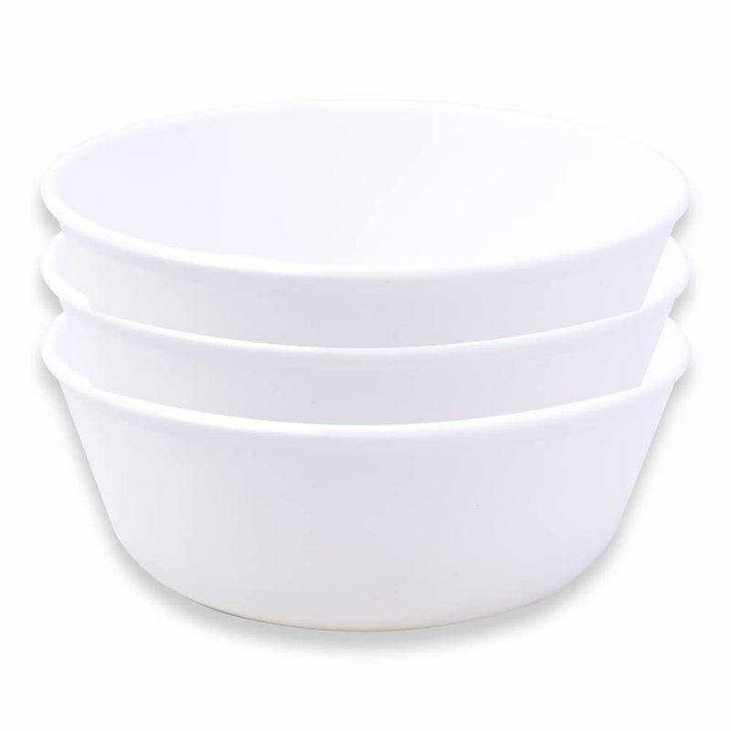 Wonder Homeware Sigma 300 Unbreakable BPA Free Plastic Bowl Set for Cereal, Salad, Rice, Soup, Pasta, Snack Bowl, Microwave Safe, Dishwasher Safe, 3 Pcs, 300 ml (White) - Image 1