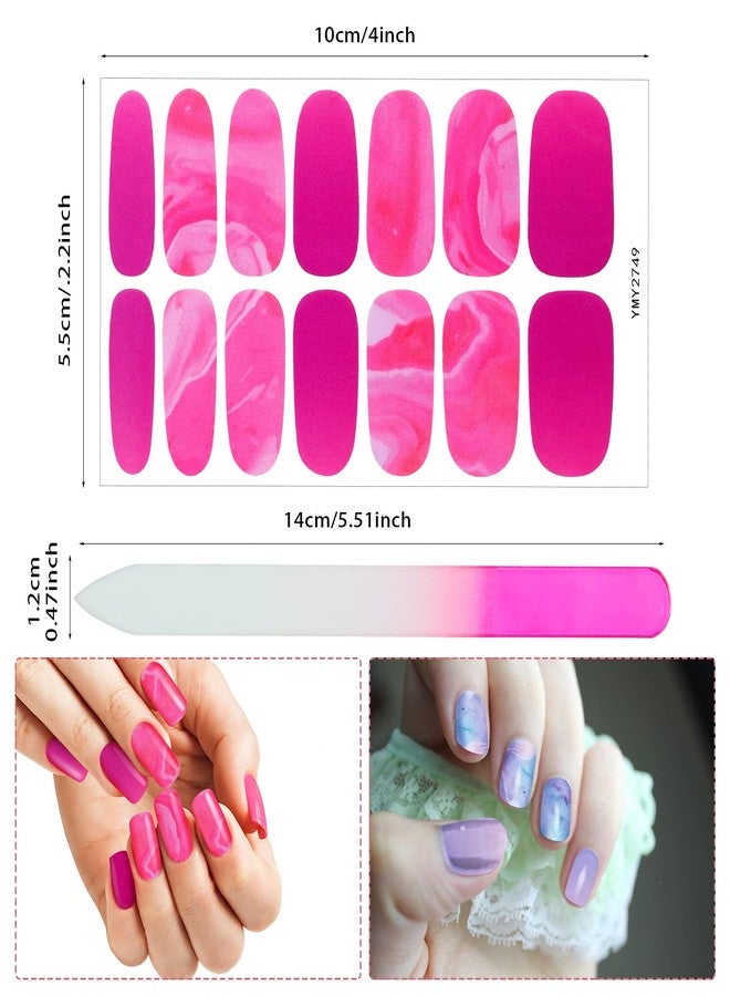 Maitys 168 Pcs 12 Sheets Full Wrap Nail Stickers Polish Strips Gradient Stickers Glitter Self Adhesive DIY Gel Nail Strips Decals with 1 Pcs Fingernail Files for Holiday Decor(Lovely Style) - Image 4