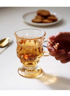MLADEN Teacup Glass Whisky Glasses Clear Glass Mugs Crystal Glasses Clear Glass Beer Cups Water Goblets Hot Water Glass Cups Handle Glass Cup Cup European Style Glass Set  - Image 5