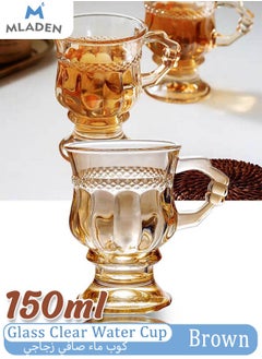 MLADEN Teacup Glass Whisky Glasses Clear Glass Mugs Crystal Glasses Clear Glass Beer Cups Water Goblets Hot Water Glass Cups Handle Glass Cup Cup European Style Glass Set  - Image 1