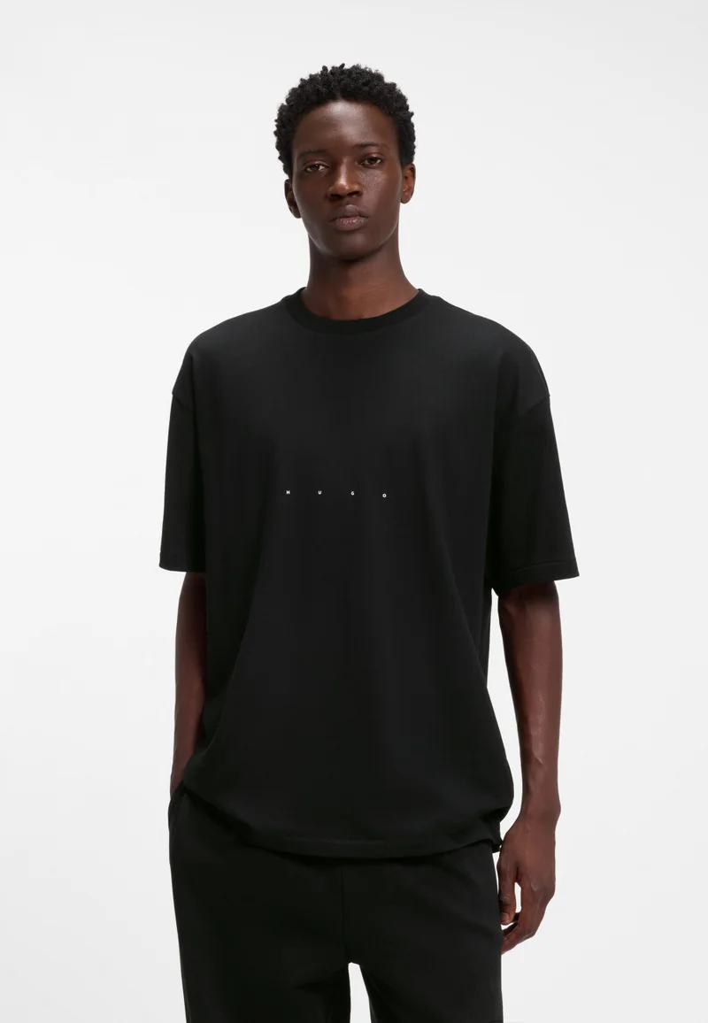Oversize-fit cotton T-shirt with mixed branding