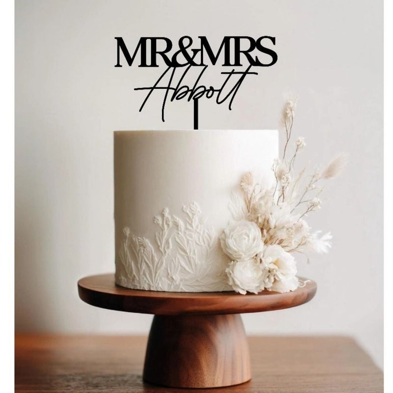 Personalized Glitter Silvery Cake Topper For Wedding Bride And Groom Last Names - Image 2