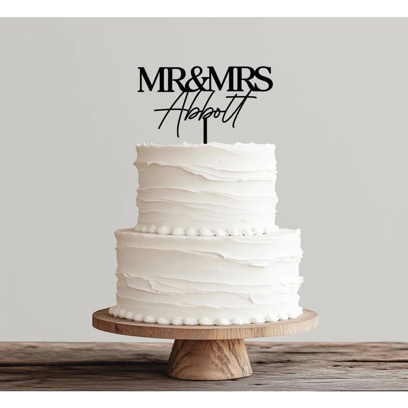 Personalized Glitter Silvery Cake Topper For Wedding Bride And Groom Last Names - Image 4