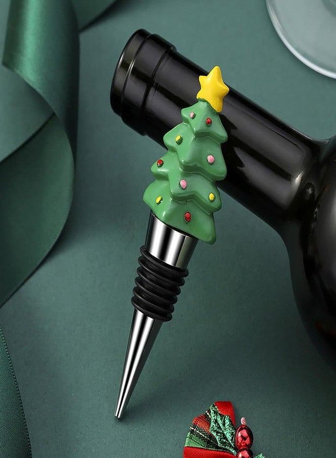 Kosmeey سدادة زجاجة نبيذ على شكل شجرة عيد الميلاد، سدادة زجاجة قابلة لإعادة الاستخدام لتزيين زجاجات النبيذ في موسم الأعياد، سدادات زجاجات معبأة بشكل فردي لتزيين عيد الميلاد - Image 5
