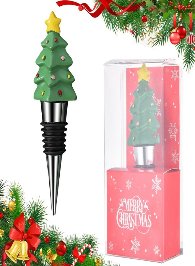 Kosmeey سدادة زجاجة نبيذ على شكل شجرة عيد الميلاد، سدادة زجاجة قابلة لإعادة الاستخدام لتزيين زجاجات النبيذ في موسم الأعياد، سدادات زجاجات معبأة بشكل فردي لتزيين عيد الميلاد - Image 1
