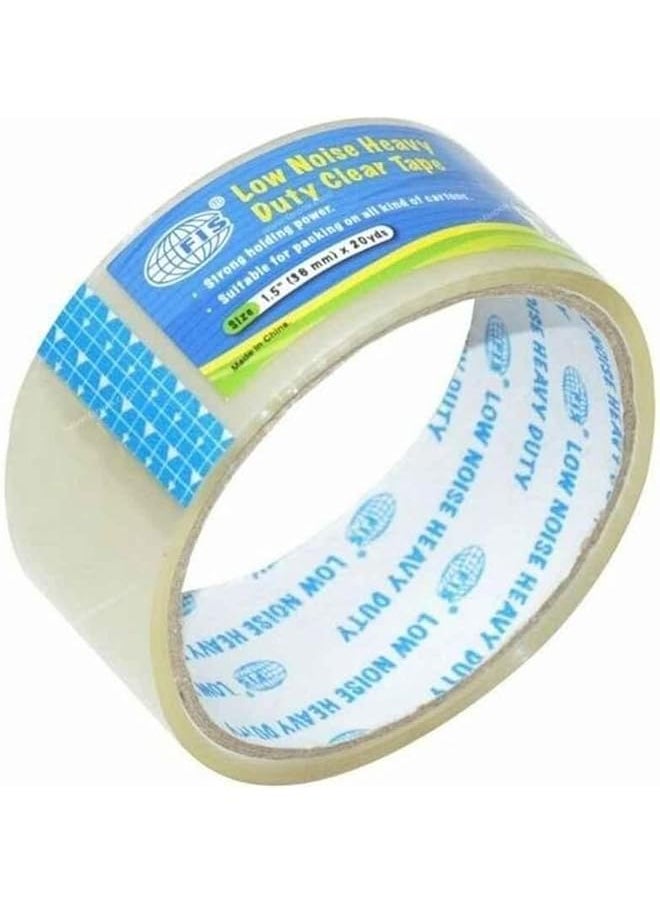 FIS Fstaln1.5X20Y Low Noise Heavy Duty Packing Tape 1.5 Inch X 20 Yard Size Clear 