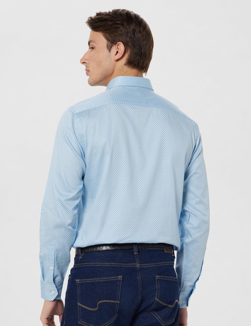 Louis Philippe Men's Cotton Slim Fit Shirt (LYSFCSLB283387_Blue, 42 - Image 3