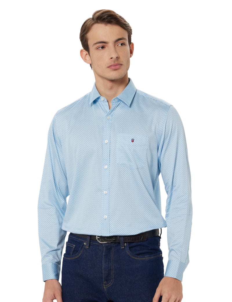 Louis Philippe Men's Cotton Slim Fit Shirt (LYSFCSLB283387_Blue, 42 - Image 1