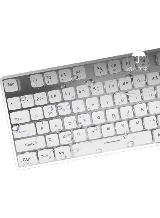 Eweadn X7S Wireless Keyboard And Mouse Combo, Low-Profile Office Keyboard And Mouse Set, Compatible With Desktop And Laptop Computers, Rechargeable, For Office Work And Gaming, White With White Backlight - Image 1