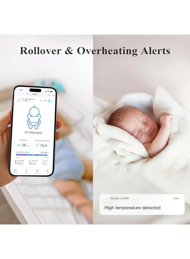 Sense-U Smart Baby Monitor 3 (Long Range & FSA/HSA Approved) - Tracks Abdominal Movement, Rollover, Sleeping Position, Temperature with Real-time Alerts from Anywhere - Image 2