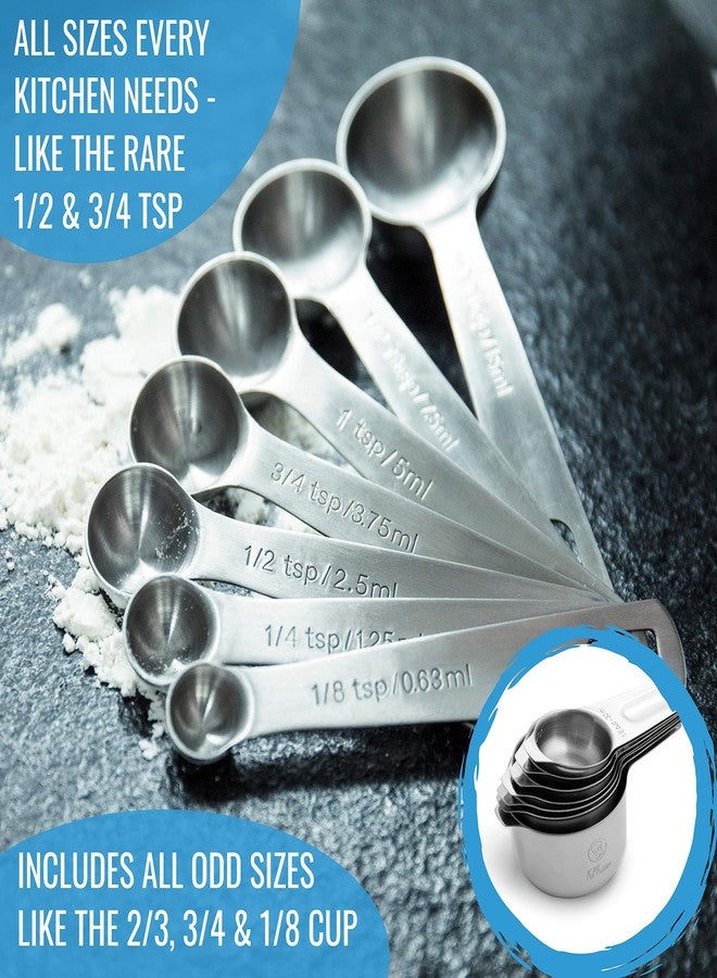 KPKitchen Stainless Steel Measuring Cups and Spoons Set of 16-7 Cup & 7 Spoon + Conversion Chart & Leveler - Kitchen Measuring Spoons and Cups - Dry Measure Cups Stainless Steel & Baking Metal Measuring Cups - Image 3
