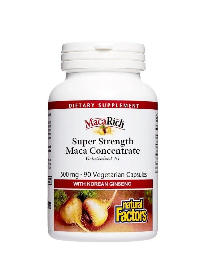 natural Factors Maca Rich®, Maca Concentrate With Korean Ginseng, Super Strength, 90 Vegetarian Capsules - Image 1