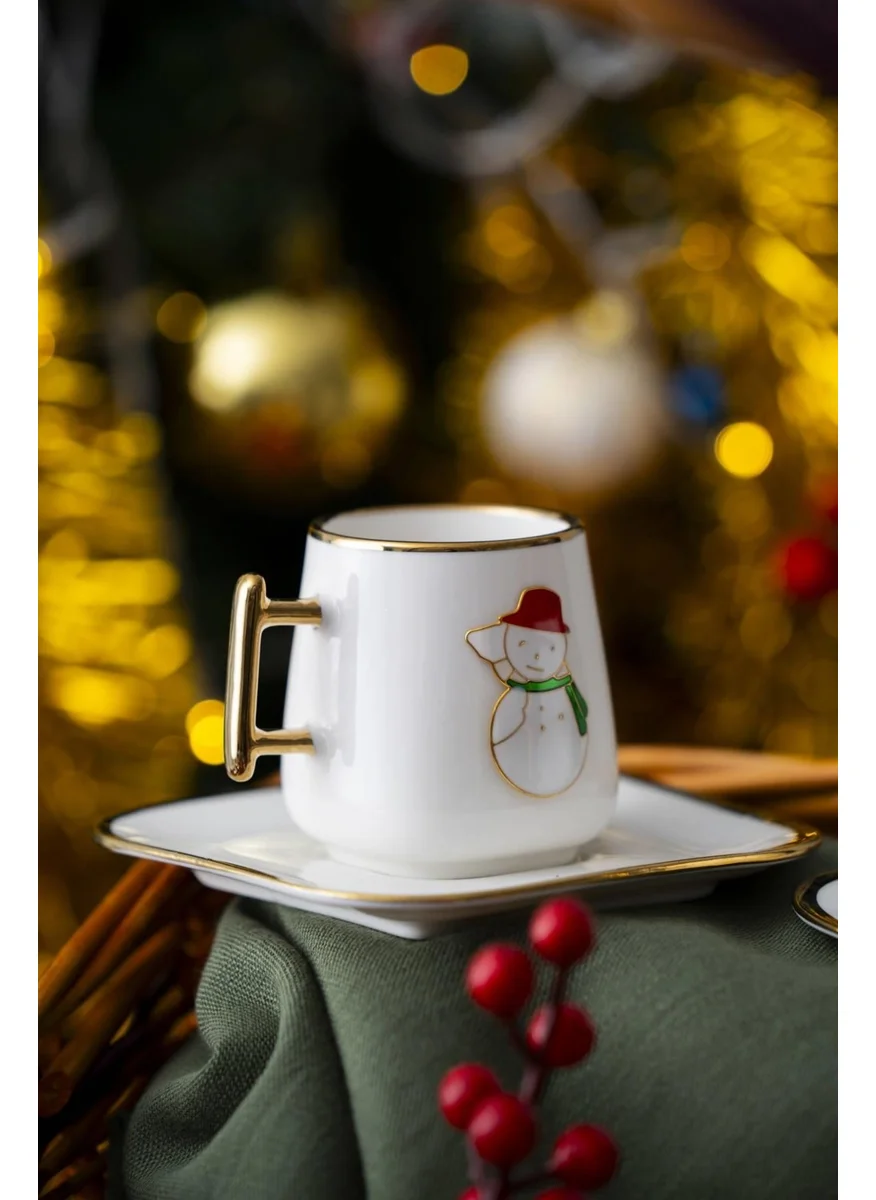 Acar Leone 2 Person Snowman Coffee Cup Set - 90 ml