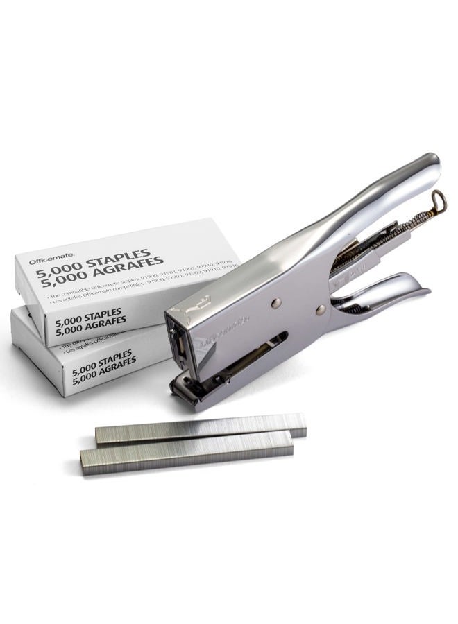 Officemate Classic Plier Stapler Bundle with 10,000 Staples, Metal, Silver (97768) - Image 1