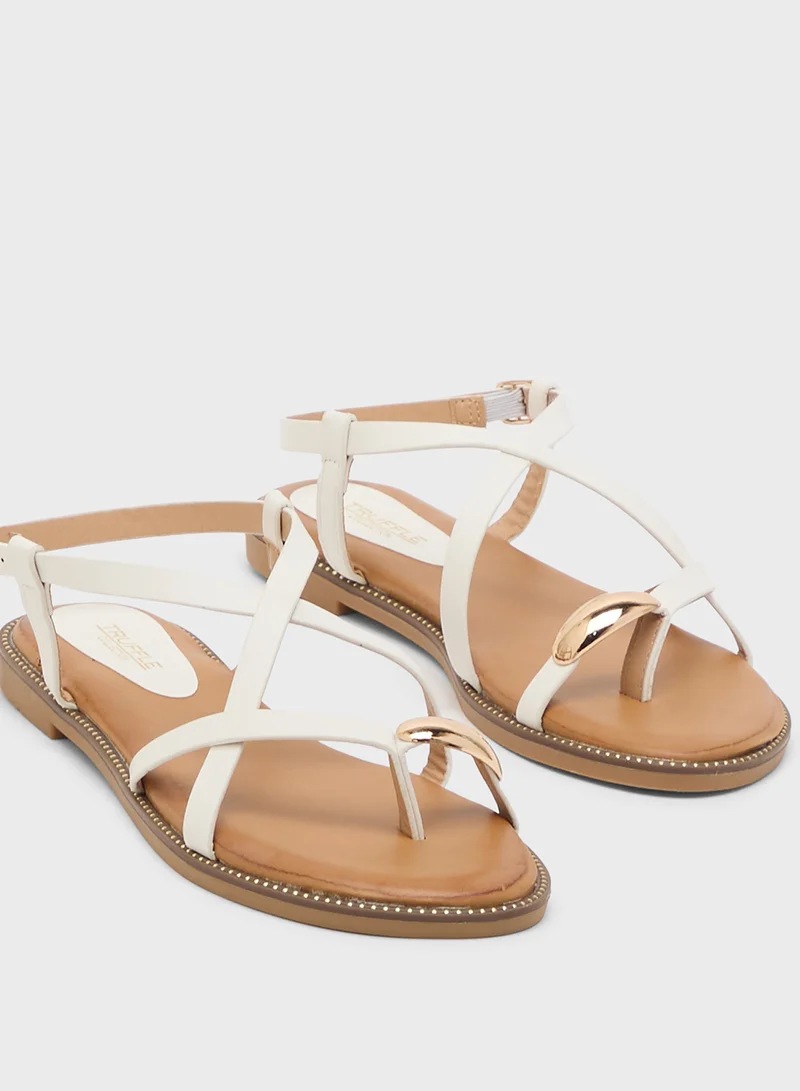 Truffle Flat Sling Back Sandals