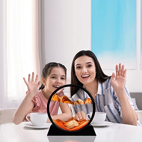 Awestuffs Moving Sand Art Picture Glass Liquid Painting 3D Natural Landscape showpieces for Home Décor (Orange) - Image 4