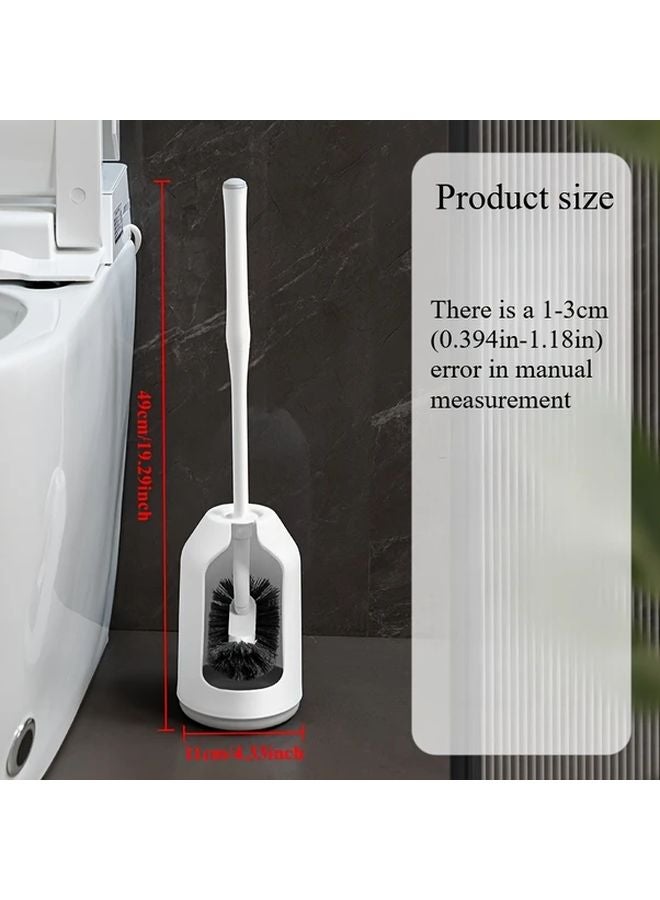 2 Piece White Toilet Brush Holder Set With Curved Bristles For Deep Blind Spot Cleaning - Image 3
