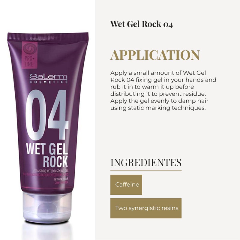 SALERM - Hair Styling Gel - Pro Line Wet Gel Rock 04-200 ml - Long-Lasting Strong Hold - Wet Effect - with Caffeine and Fixative Resins - Leaves No Residue - Flexible Styling - Image 4