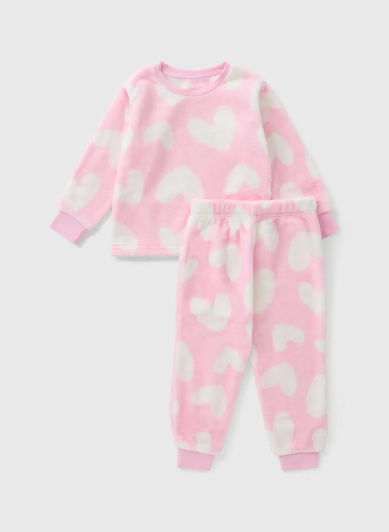 Matalan Girls Pink Heart Pyjama Set