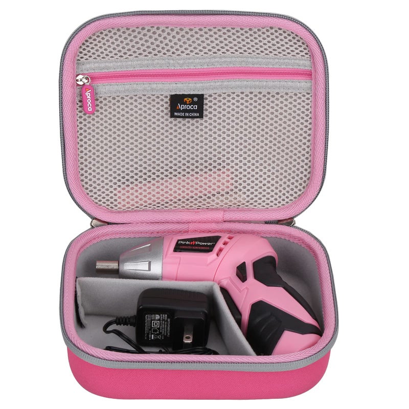 Aproca Tool Case Compatible with HiSpec 27pc Power Screwdriver Set Portable Storage Bag for Cordless and Accessories Pink Case Only