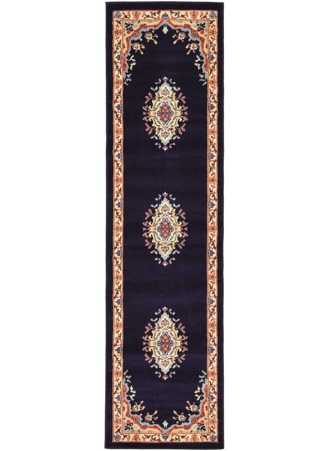 Reza Collection Traditional Persian Style Area Rug 2 Ft 2 In X 8 Ft 2 In Navy Blue Ivory - pzsku/Z3B449061814EA47C5E71Z/45/_/1693486408/916cd334-f444-4144-ad08-eee5e525768a