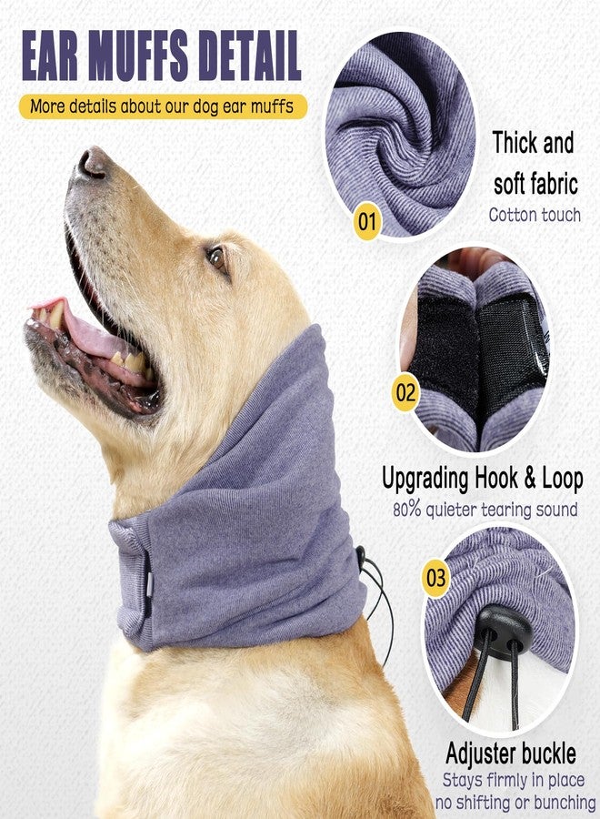 Meifsou Quiet Ears for Dogs - Adjustable Ear Covers for Noise, No Shake Dog Head Wrap, Dog Calming Hood for Thunder, Lightning, Fireworks, Vet Visits, Polyester and Stretch Cotton Blend, Purple S - Image 3