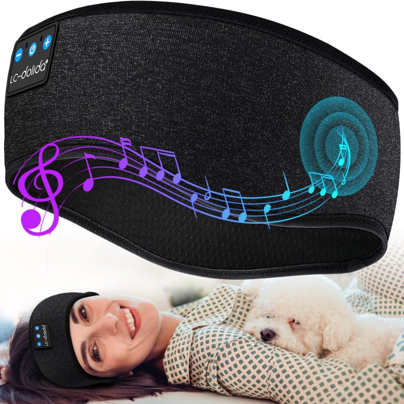 LC-dolida Sleep Headphones Headband Bluetooth 5.4, Headband Earphones Wireless with USB C Charge Port, Sleep Mask for Sleeping, Sports, Gifts, Workout, Jogging, Yoga, Insomnia, Air Travel, Meditation - Image 1