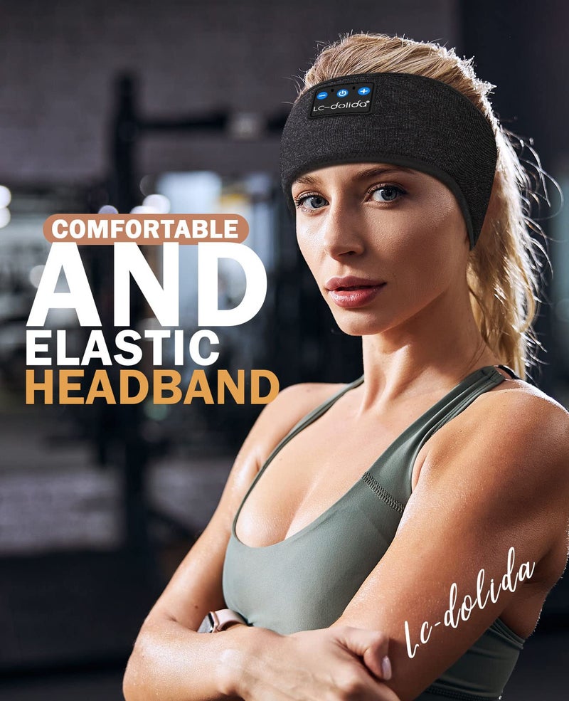LC-dolida Sleep Headphones Headband Bluetooth 5.4, Headband Earphones Wireless with USB C Charge Port, Sleep Mask for Sleeping, Sports, Gifts, Workout, Jogging, Yoga, Insomnia, Air Travel, Meditation - Image 4
