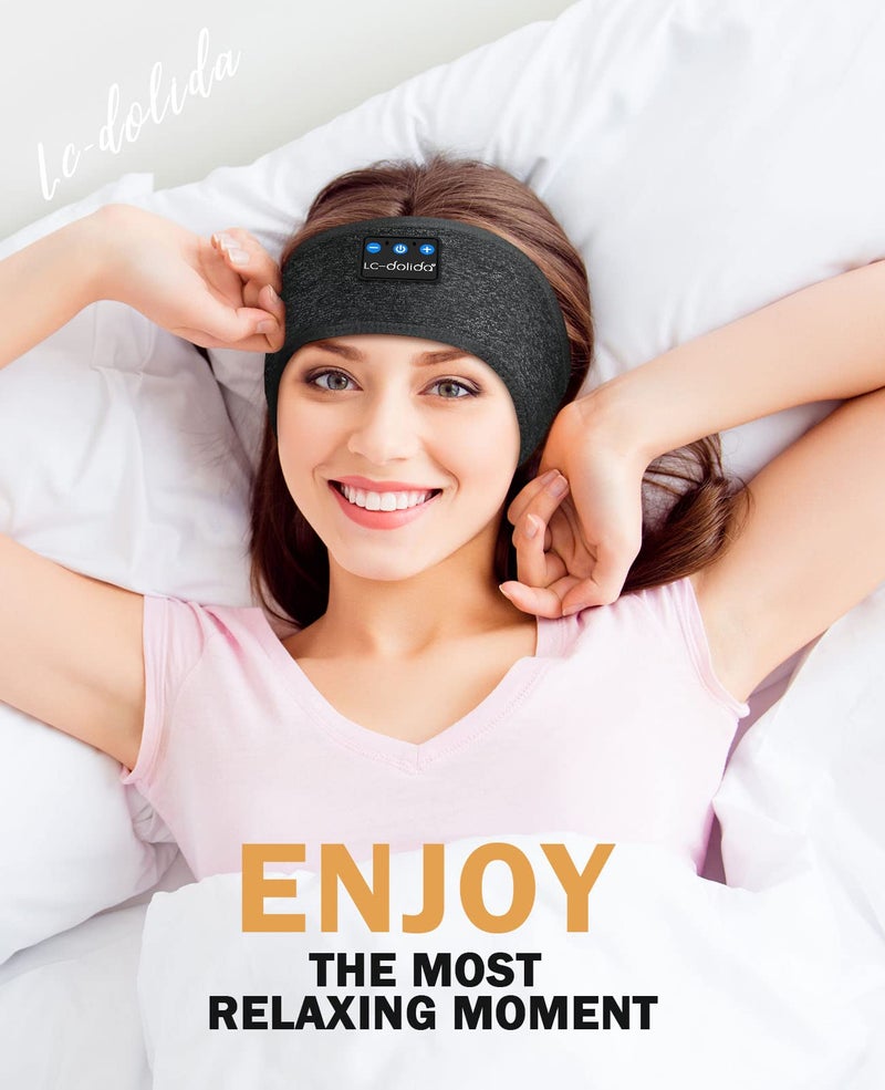 LC-dolida Sleep Headphones Headband Bluetooth 5.4, Headband Earphones Wireless with USB C Charge Port, Sleep Mask for Sleeping, Sports, Gifts, Workout, Jogging, Yoga, Insomnia, Air Travel, Meditation - Image 3