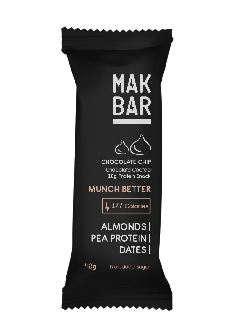 MAK BAR Chocolate Chip Protein Bar 42g 10 Pieces - Pack of 10 - Image 2