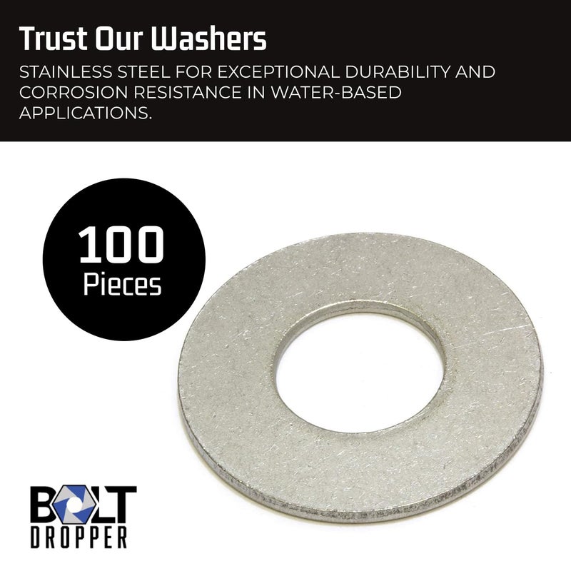 Bolt Dropper 100 Bulk Pack Stainless Steel Flat Washer by - Metal Washers for Bolts - 1/4" Inside Diameter, 5/8" Outside Diameter, 0.078" Thickness - Made of 18-8 (304) Stainless Steel - Image 5