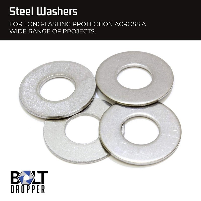 Bolt Dropper 100 Bulk Pack Stainless Steel Flat Washer by - Metal Washers for Bolts - 1/4" Inside Diameter, 5/8" Outside Diameter, 0.078" Thickness - Made of 18-8 (304) Stainless Steel - Image 2
