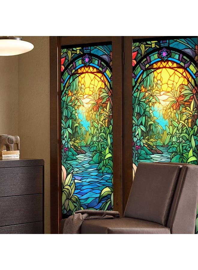 Flower Sea Static Glass Sticker PVC Glue-free Window Sticker Home Decoration Window Glass Sticker Specifications: 45*100CM - Image 3