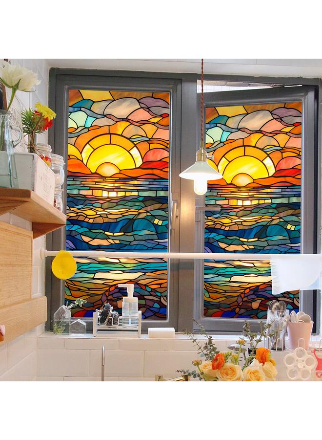 Flower Sea Static Glass Sticker PVC Glue-free Window Sticker Home Decoration Window Glass Sticker Specifications: 45*100CM - Image 5