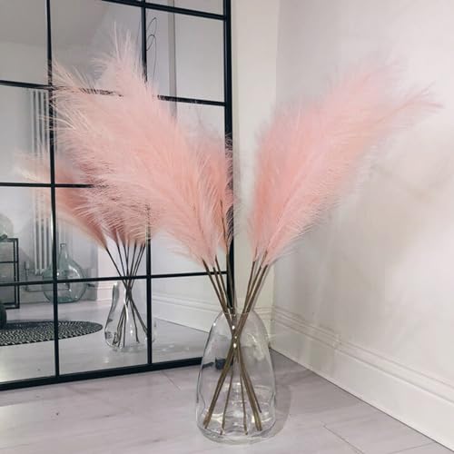 Wttisel Wttisel 38 Faux Pampas Grass  10 Stem Tall Pink Decor Artificial Fluffy Pampas Grass for Boho Home Wedding  Mothers Day 