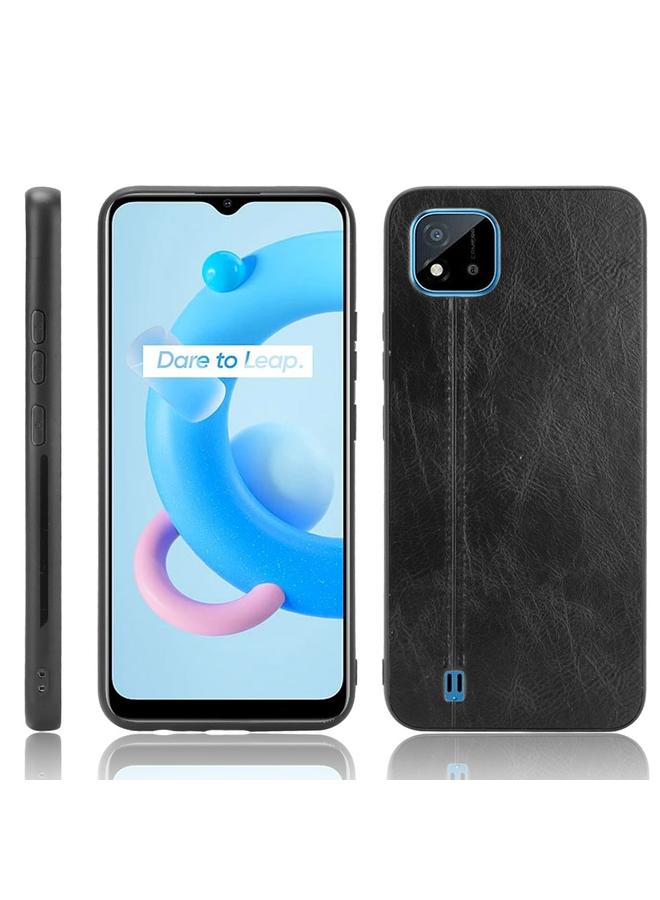 erorex Case For OPPO Realme C11 2021 / Realme C20 Shockproof Sewing Cow Pattern Skin PC + PU + TPU Case - Image 1